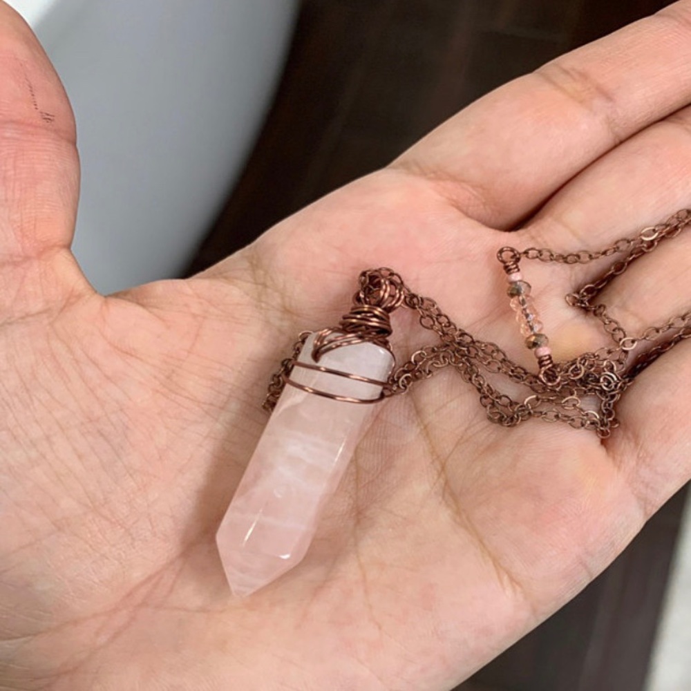 Rose Quartz Point Necklace